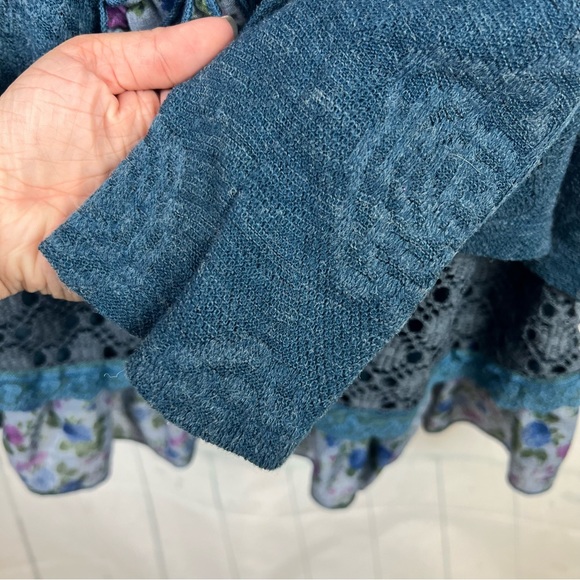 Pretty Angel Women’s Button Up Linen Blend Cardigan Blouse Blue Whimsigoth Small - Picture 10 of 13